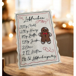 ADVENTSKALENDER 23. Dezember - Stickserie - ITH Postkarte Lebkuchenrezept